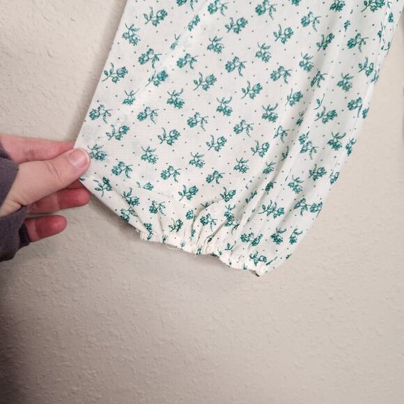 Free People Size Small Sweetie Pie Blouse Teal & Blue Floral Print Top - Picture 5 of 11